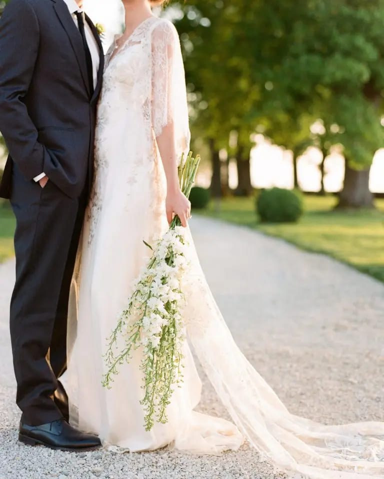 Bouquet of seasonal blooms with wild greenery